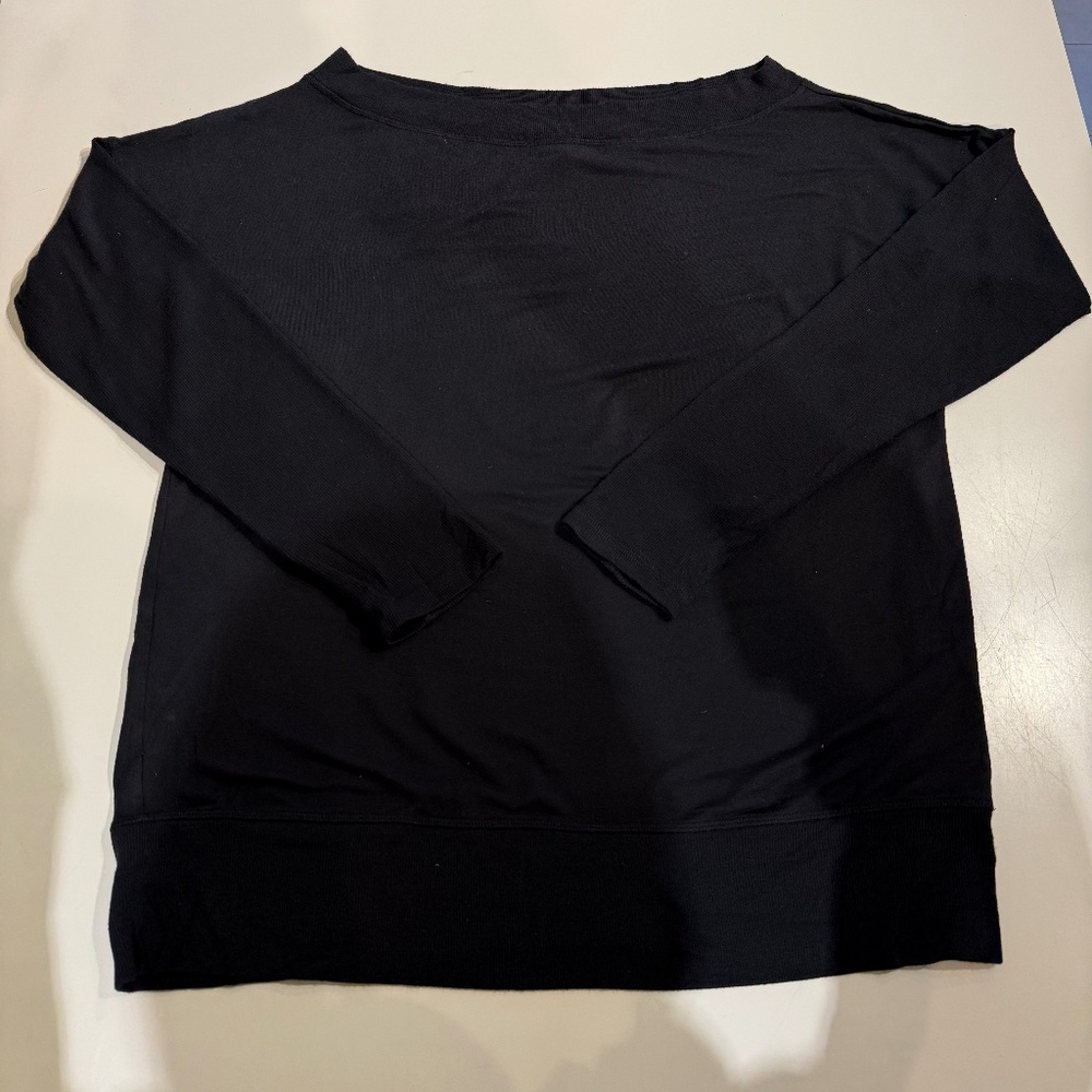 Athleta Wide Neck Black Sweater Long Sleeve Shirt